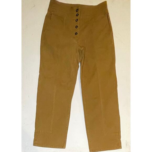 Chelsea & Violet Womens Pants Sz 29 Camel Tan Button-Front Crop Wide-Leg Utility - Picture 3 of 13